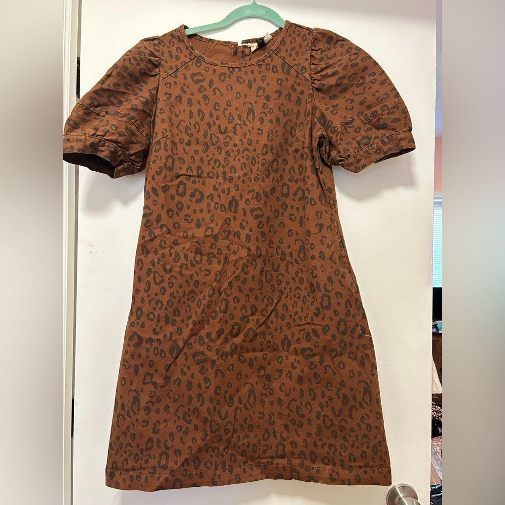 Cheetah print puff sleeve dress - size 10